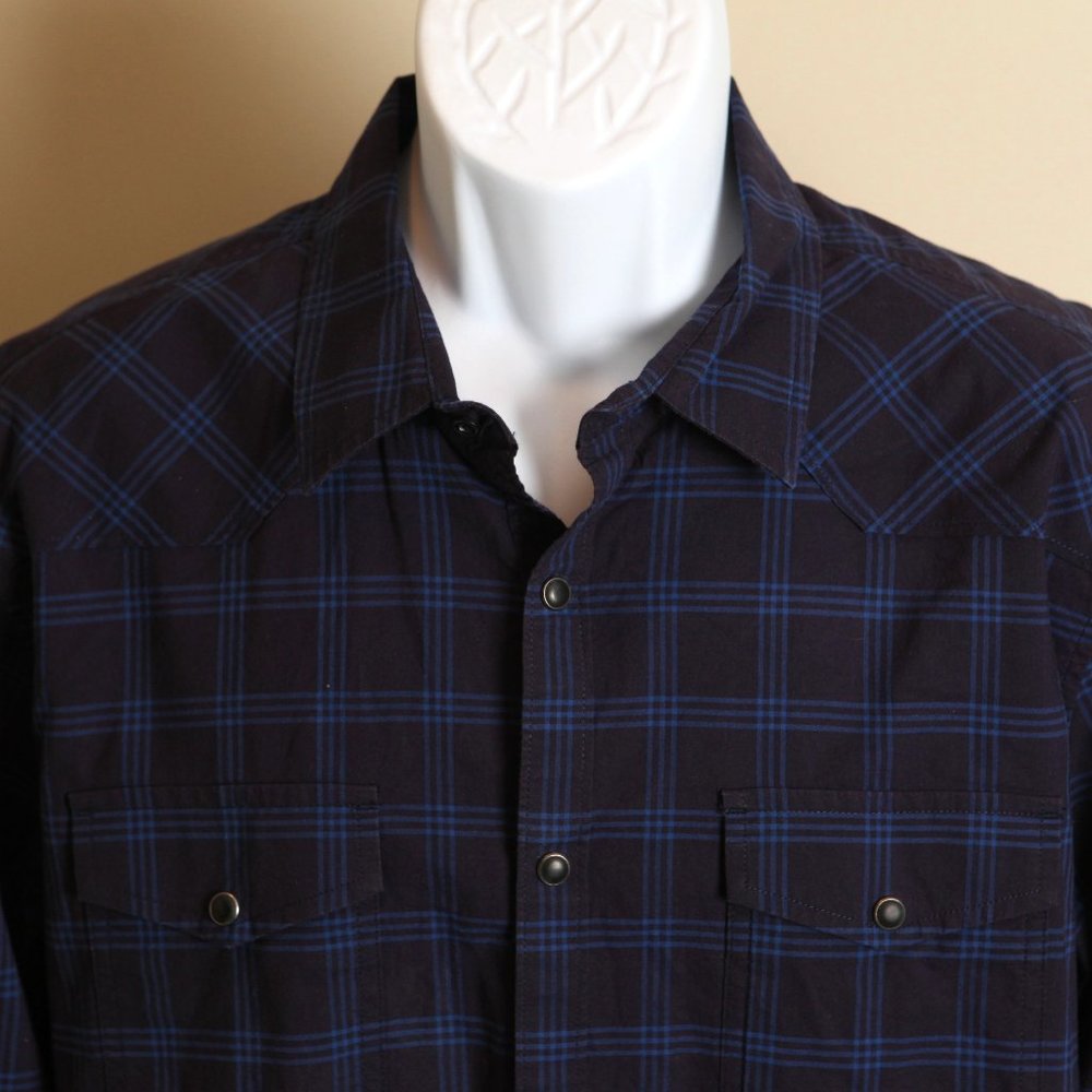 Lucky Brand Navy and Blue Checkered Shirt